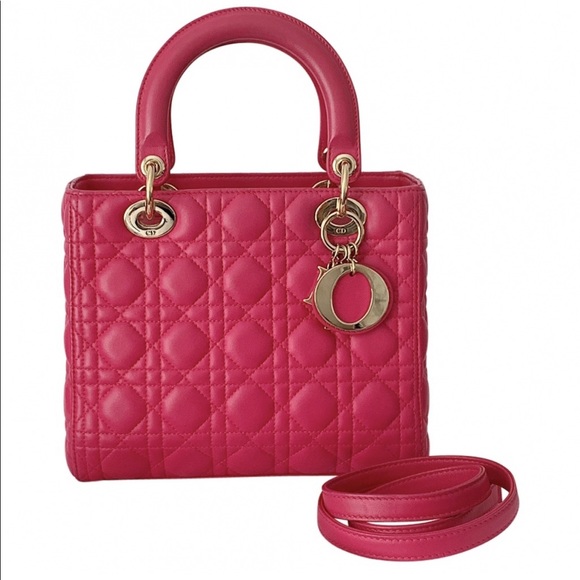 SOLD Lady Dior Medium Pink Lambskin - Picture 1 of 10